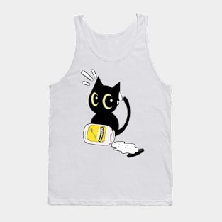 Cute black cat spilled mayonnaise Tank Top